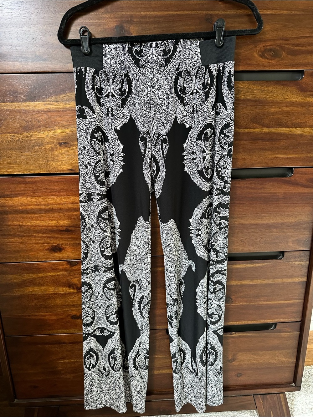 INC International Concepts Black & White Paisley Wide-Leg Palazzo Pants Size S